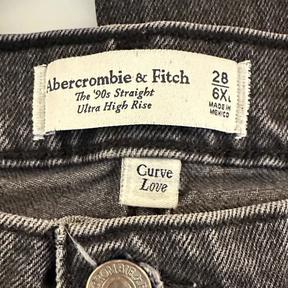 Abercrombie & Fitch Black The 90's Straight Ultra High Rise Curve Love Jeans 28 - Picture 6 of 9